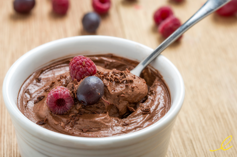 serving of cacao chocolate mousse 